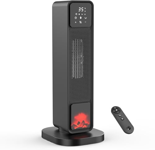 2200W Calefactor Bajo Consumo - Eléctrico Cerámico Oscilante, 4 Modos ECO, Temporizador 1-12H, Protección Sobrecarga/Vuelco, Bajo Ruido, Mando Remoto - Portátil Baño, Sala, Dormitorio, Oficina