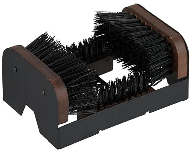 Relaxdays shoe scraper with all-round brushes, outdoor doormat, robust bristles, floor mounting, black/brown