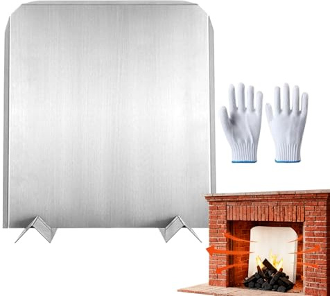 Kamin Reflektor Platte - Metall Panel Mit Standfüßen,Edelstahl Feuerraumrückwand Als Wärme Reflektor Für Kamin | Geeignet Für Esszimmer Wohnzimmer Arbeitszimmer Café Wohnung Sowie Ferienhaus