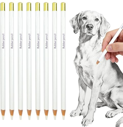 8 Stück Weißer Weiße Bleistift Kohlestift Kohlestifte Set für Künstler | Weiße Professionell Zeichnen Kohlestift, Künstler Weiß Leuchtenden Farbstifte für Skizzen, Highlights, Feine Details