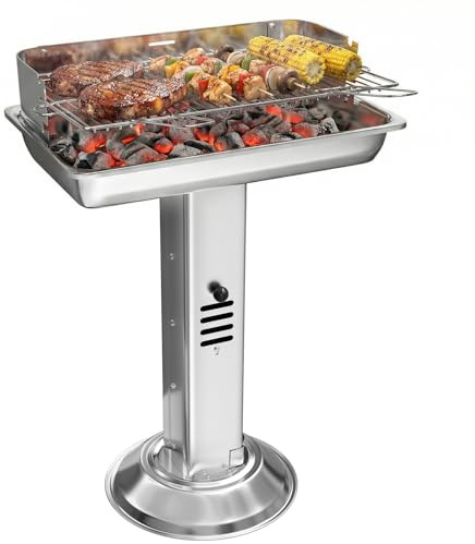 TLGREEN Barbecue a colonna in acciaio inox, 52*32*84cm Barbecue da esterno