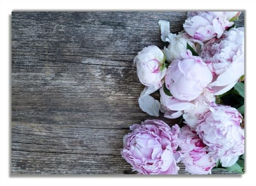 Wallario Poster - Pinke Blumen auf Holz in Premiumqualität, Größe: 70 x 100 cm (Riesenposter)