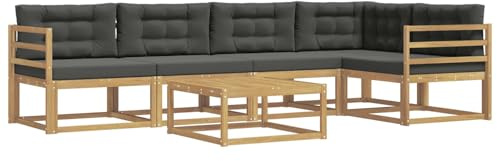 vidaXL Outdoor-Sofagarnitur 6 pcs Weiß und Anthrazit 79 x 79 x 37 cm, Modernes Gartenmöbelset, wetterfestes Sofa, schicke Sitzgruppe, langlebige Liege fürs Poolside
