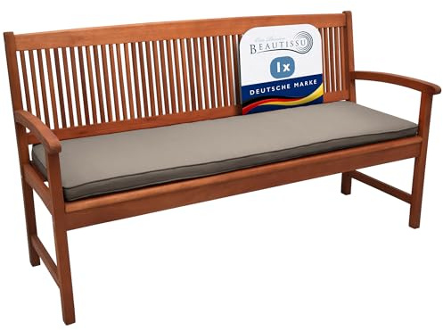 Beautissu Auflage Bankkissen Sitzkissen für Gartenbank Polster Oeko-Tex | 120x48x5cm Taupe Kissen für Gartenmöbel Polsterauflage Gartenbankauflage Sitzpolster Loft BK