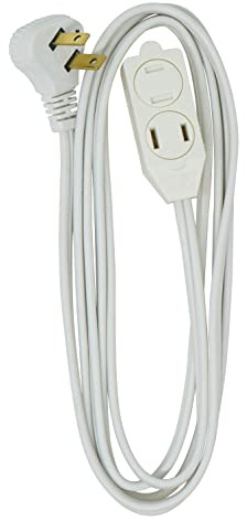 Woods SlimLine Extension Cord - 16/3 Indoor Flat Plug with Right Angled Design - 3 Polarized Outlets - PVC Jacket - Space Saving - Neutral White - 16 Gauge - 3 Feet
