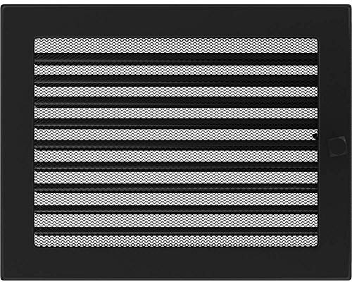 Rejilla de ventilación KRATKI Rejilla de Chimenea 22cm x 30cm Negra con persianas