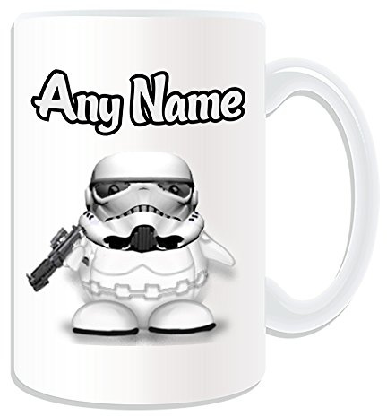 Personalised Gift - Large Stormtrooper Mug (Penguin Film Character Design Theme, White) - Any Name/Message on Your Unique - Costume Movie Superhero Hero Jedi Lightsaber Laser Sword Bucketheads