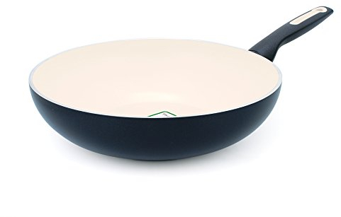 GreenPan Rio cw000059 – 005 – Sartén Wok (Aluminio, 28 cm), Color Negro