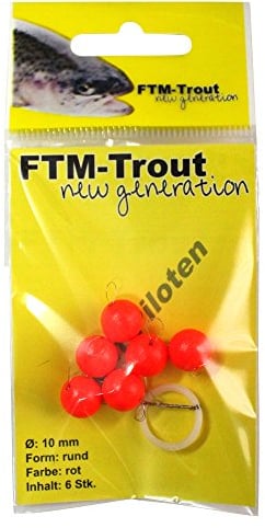 FTM Trout Unisex – Erwachsene 10C8070360C10 Pilotkugeln Forellen Bissanzeiger rund Trout Piloten Schwimmer Forellenposen (rot, 10 mm), Bunt, Normal