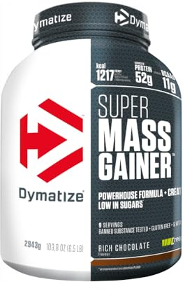 Dymatize Super Mass Gainer Rich Chocolate 2,9kg - Weight-Gainer Pulver + Kohlenhydrate, BCAAs und Casein