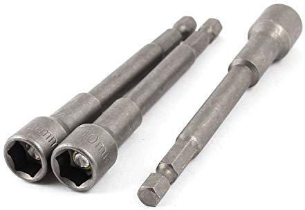 XMHF Magnetic Hex Nut Driver Set Socket Metric Impact Drill Bits 10mm-1/4'' Hex 3Pcs