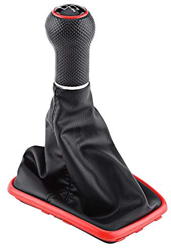 Keenso Kit de perillas de cambio de marchas, Kit de perilla de engranaje de cambio de arranque de Gaiter de 5 velocidades con cubierta a prueba de polvo de cuero
