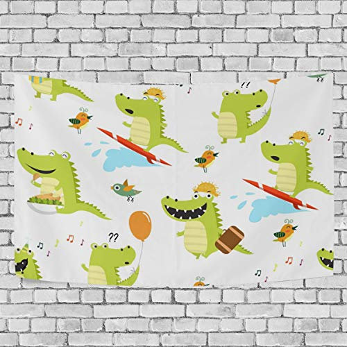 MONTOJ Betttuch mit niedlichem Krokodil-Muster, Wandkunst, Wandbehang, Wandbehang, Kreuz.