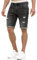 Indicode Herren Caden Jeans Shorts mit 5 Taschen | Herrenshorts Used Look für Männer Holes - Dk Grey, XXL