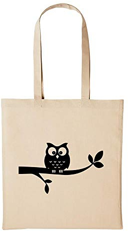 Huuraa Baumwollbeutel Eule Geschenk Einkaufstasche Natural 10 Liter Baumwolle Eule Accessoire