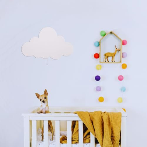 Wooden Cloud Wall LED Lighting (White) / Nursery Decor / Bedside Lamp / Nightlight for Baby Room