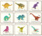 Outus 9-teiliges Dinosaurier-Wandbild, Wandaufkleber, Wandaufkleber, mit Fotos, ohne Rahmen, Geschenk zum Geburtstag, Dinosaurier, für Dekorationen in Kindergarten und Kinderzimmer