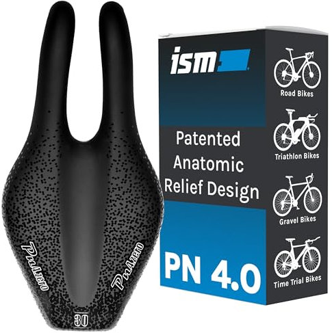 ISM PN 4.0 Narrow Road Bike Seat - Professionally Designed Noseless Bike Seat for All Serious Cyclists - Road Bike Saddle Built for Racing with Optimal Leg Clearnace and Numbness Elimination