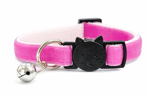 Velvet Cat Collars with Bell | Quick Safety Release Breakaway Buckle | Handmade in the UK | Available in Cat & Kitten Size | Light Purple Velvet