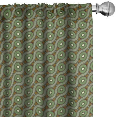 ABAKUHAUS Geometrisch Vorhänge, Gardinen, Kreuz und quer durch Wellen, Fensterbehandlungen für Wohnzimmer Schlafzimmer Dekor, 2 Stück 75 cm b x 175 cm h, Farn-Grün Reseda