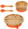 Vinsani Bamboo Bowl, Round Plate and Spoon Set for Baby/Toddler, Suction Plate, Stay-Put Design, Hypoallergenic and BPA-Free (Orange)