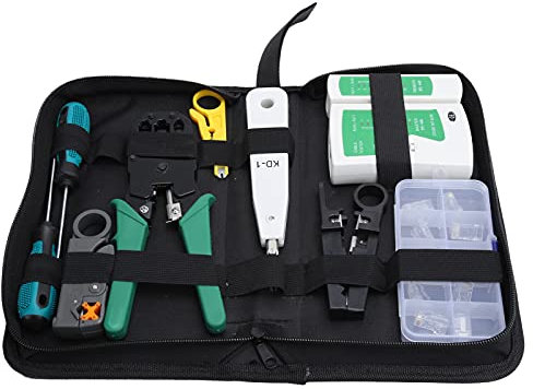 Probador de cables - RJ45 RJ11 Crimper Cable Tester Cutter Punch Tool Kit de red para ingenieros de telecomunicaciones