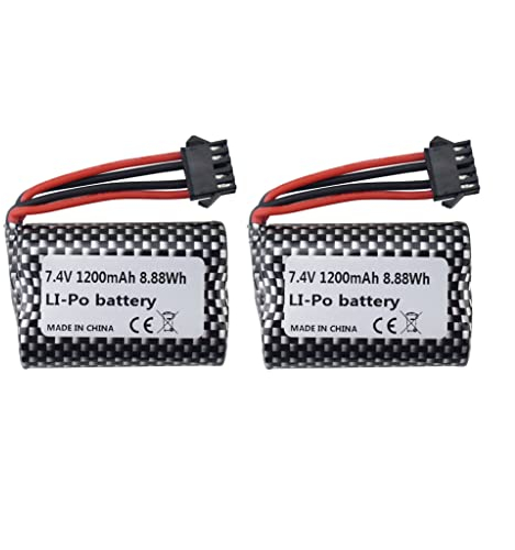 ZYGY 2PCS 7.4V 1200mah Lithium-Batterie für TX122 R208 R308 2008 R206 TX122 TX123 H106 V003 RC Fernbedienung Bootsbatterie Hochgeschwindigkeits-Bootsmodell Zubehör