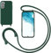Coque pour Samsung Galaxy S22 Plus avec Cordon,Souple Silicone Housse avec Bandoulière en Nylon, Réglable Lanyard Case Protection Complète Cover Etui Antichoc Protection,Vert