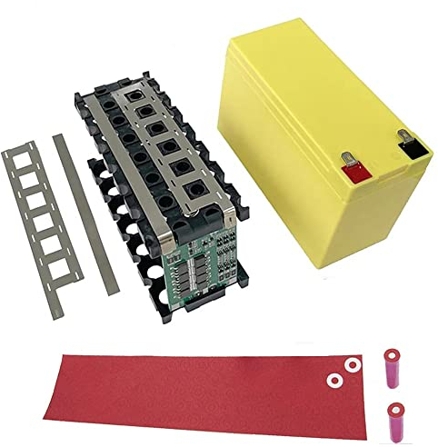 DIY-Kits 18650 Batteriegehäusehalter, 18650 Batterieisolatorring, 3S 40 A 12 V Li-Ion-Lithiumbatterie-Schutzplatine PCB BMS, Reine Nickelstreifen für DIY-Lithium-Batteriepack (Yellow)