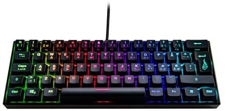 Surefire Kingpin M1 60% tastiera meccanica da gaming nordica, tastiera da gioco piccola e mobile, tastiera RGB con illuminazione, 100% tasti anti-ghosting, layout scandinavo QWERTY