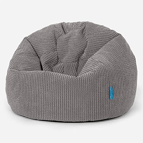 Lounge Pug Kinder Klassicher Kindersessel Sitzsack, Anthrazit Waffel Pom-Pom, Kindersitzsack, Gaming-Sitzsack Beanbag für Jungen & Mädchen