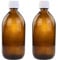 500ml Amber Glass Bottles with white Medicap lids ~ Pack of 2 ~ Child resistant closure, refillable, reusable, and travel sized strong medicine bottle.