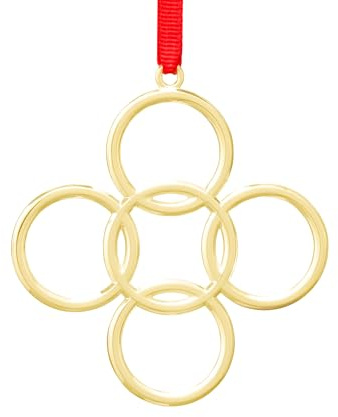 Nambe 12 Days of Christmas Ornament - Silver & Gold Plated Hanging Holiday Decoration - Christmas Ornament for Seasonal Home Decor, Mantel, Holiday Wreaths (Five Golden Rings)
