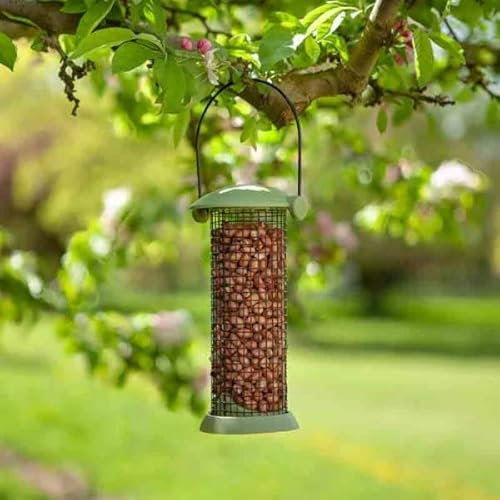 Garden Mile 20cm Twist Top Bird Feeder Hanging Caged Bird Feeder Garden Outdoor Wild Bird Feeding Station Suitable for Bird Seeds, Peanuts, Suet Nuts, Fat Balls Guard Feeder (Peanut Feeder)
