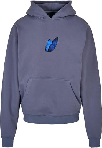 Mister Tee Upscale Unisex Kapuzenpullover Le Papillon Heavy Oversize Hoody, Unisex Hoodie mit Rückenprint, Oversize Fit, Vintageblue, XS