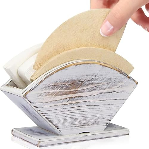 Joyfulmap Support de filtre à café rustique en bois blanc pour filtres à café Hario V60, Melitta Cone