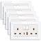 5 Pack CNBINGO USB Fast Charging with Glass Double Switched Socket, 20W Type-C (PD) and USB-A (QC) with Electric Power Socket, White Tempered Glass Panel Wall Outlet