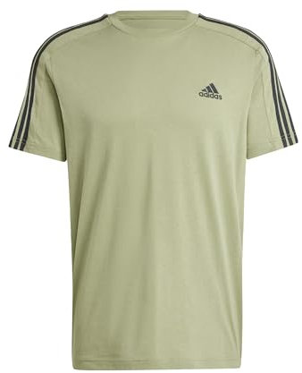 adidas Homme Essentials Single Jersey 3-Stripes Tee, Tent Green, S