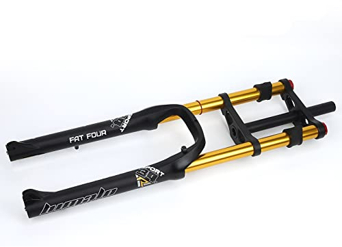 RUJIXU Fat Federgabel 26X4.0 E-Bike Vorderradgabel MTB Scheibenbremse Fahrradgabel Luftdämpfung 1-1/8 Gabelschaft Fahrradgabel 170 Mm Federweg QR ATB/BMX(Gold)