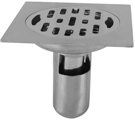 Delaman Square Floor Drain 11cm/4 Inch Stainless Steel Bathroom Floor Drainer Anti-odor Shower Floor Drain with Removable Strainer for 50mm-75mm Pipe Kitchen Bathroom(Silver)