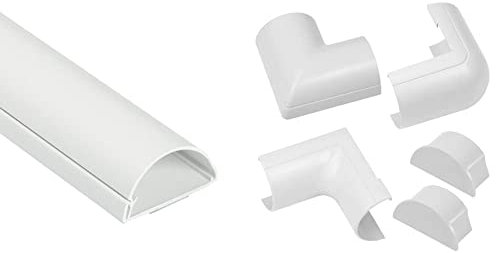 D-Line 1D5025W Maxi Trunking, Decorative TV Cable Tidy, Electrical Wire Cover & CLOAP5025W Maxi Clip-Over Accessory Pack | Join Multiple Lengths of 50x25mm Cable Cover