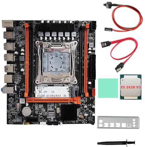 Rordigo Placa Base de Escritorio X99H+CPU E5 2620 V3+Grasa TéRmica LGA2011-V3 B85 DDR3X4 Ranura ECC M.2 NVME PCI-E 3.0 X16