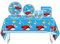 Lot de 69 pièces de vaisselle jetable en forme d'avion, nappe en plastique, assiettes en carton, serviettes et tasses bleu ciel pour enfants, garçons et filles, décoration de fête d'anniversaire en