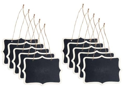 DELORIGIN 10 Stück Kleine Kreidetafel Zum Aufhängen, Schiefertafel Zum Beschriften Kreidetafel Aus Holz Für Tischkarten Bei Hochzeiten In Der Küche Zu Hause In Einer Party Oder 12x16cm