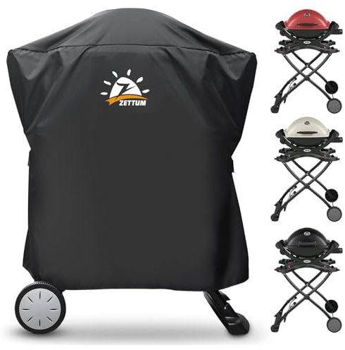 Zettum Housse pour Barbecue Exterieur pour Weber Q1000/Q2000 Serie, 7113 Housse pour Barbecue Robuste et imperméable Barbecue Bâche de Protection BBQ (81 L x 43 W x 88 H CM)