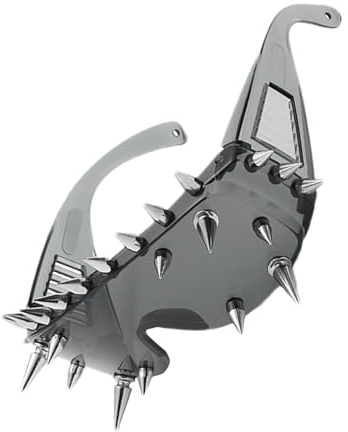 Punk Rock Big Shield Spikes Sonnenbrille Einzigartige, Lustige, Transparent Grau Trend Street Shot
