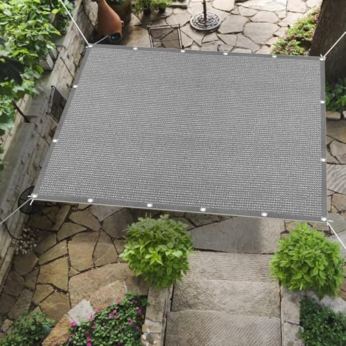 Sonnensegel Atmungsaktiv Rechteckig mit Ösen 320 x 500 cm, 98% UV Schutz, Reißfest Wetterfest, Hochleistungs-Schattierungsnetz Markise, Mehrzweck-Schattennetz, für Balkon Garten, Hellgrau