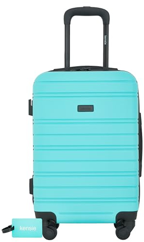 kensie 22 Peonies Hardside Carry-On Luggage with ID Tag, Pool Blue