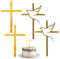 NOPKESV 4 Stück Kreuz Tortendeko Acryl Cake Topper Taufe Firmung Deko Torten Konfirmation Tortendeko Kommunion Tortendeko Hochzeit Babyparty (Gold)