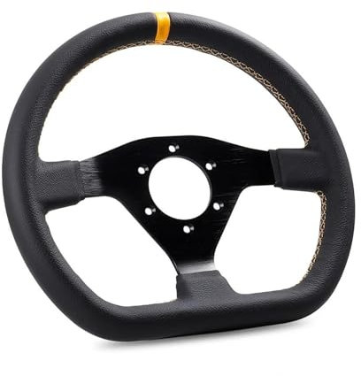 12 Zoll 300 Mm Flaches Lenkrad Universal Drift Spiel Sportlenkrad Auto Lenkrad(Nähte gelb)